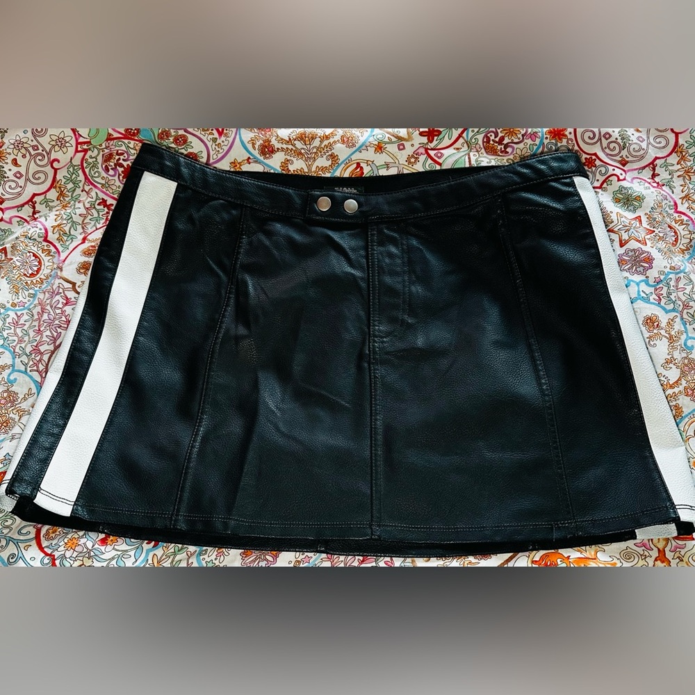 Faux leather Black and White Women's Skirt